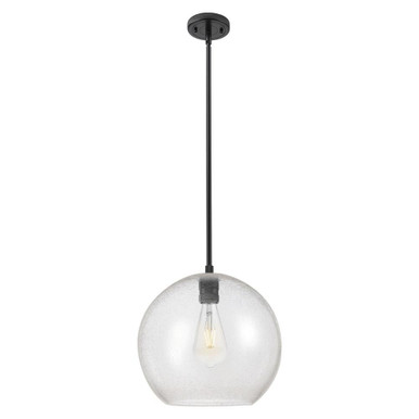 Crown Point 1 Light Stem Pendant 11.75 Inch Tall by Innovations - 434-1S-BK-G124-12