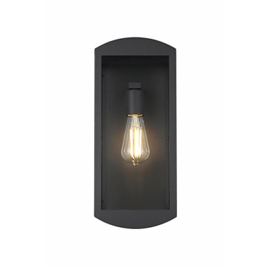 Miles 1 Light Outdoor Wall Mount 16 Inch Tall and 7 Inch Wide by Elegant - OD410W16BK