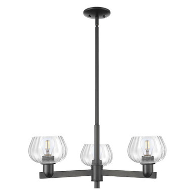 Fenton 3 Light Stem Hung Chandelier 9.5 Inch X 28.25 Inch by Innovations - 716-3CR-BK-G92