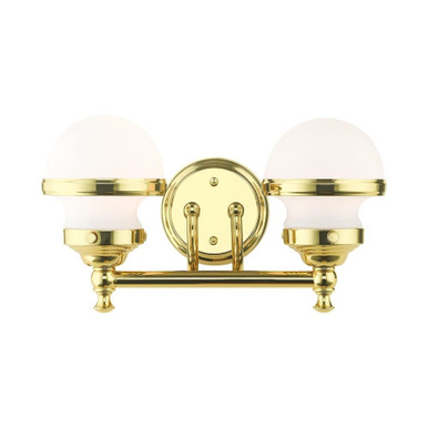 Oldwick 2 Light White Glass Vanity Light by Livex - 5712