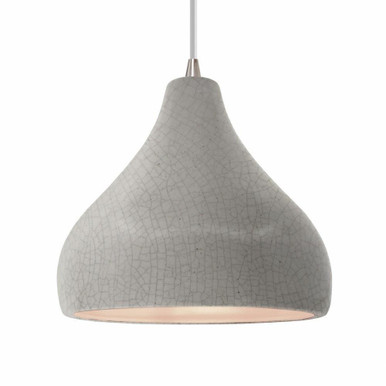 Radiance 1 Light Large Droplet Pendant with White Cord by Justice Design - CER-6565-CRK-CROM-WTCD