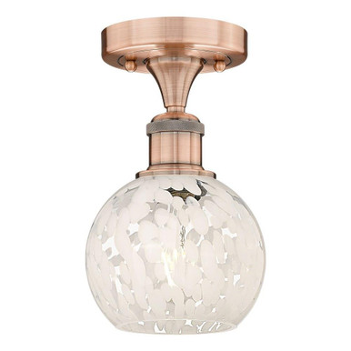 White Mouchette 1 Light 6 Inch Wide Semi Flush Mount by Innovations - 616-1F-G1216-6