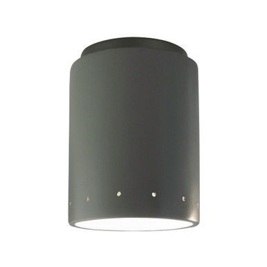 Radiance 1 Light Outdoor Cylinder Perfs Flush Mount by Justice Design - CER-6105W
