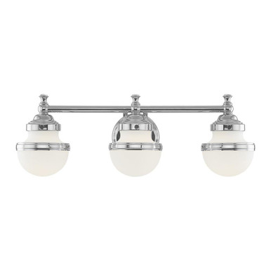 Oldwick 3 Light White Glass Vanity Light by Livex - 5713