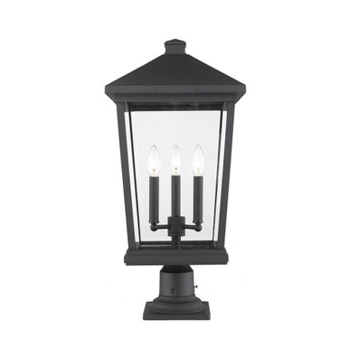 Beacon 3 Light Outdoor Pier Mount Light 25.5 x 12 Inches by Z-Lite - 568PHXLR-533PM-BK