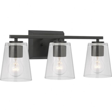Vertex 3 Light Clear Glass Vanity Light by Progress - P300459