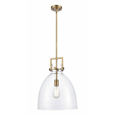 Newton Bell 1 Light Stem Hung Pendant 15 x 14 Inches by Innovations  - 411-1SL-G412-14CL