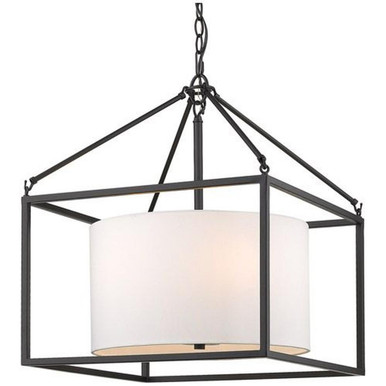Manhattan 5 Light Large Pendant by Golden - 2243-5 BLK-MWS