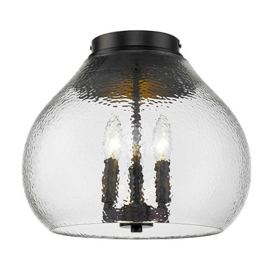 Ariella 3 Light 13.75 Inch Wide Semi Flush Mount by Golden - 1094-3FM BLK-HCG