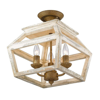 Haiden 3 Light 12.5 Inch Wide Semi Flush Mount by Golden - 0839-SF BC
