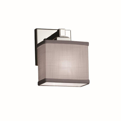 Textile Regency 1 Light ADA Rectangle Gray Wall Sconce by Justice Design - FAB-8437-55-GRAY