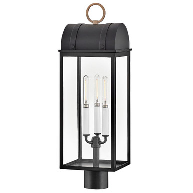 Campbell 15W 3 LED Large Outdoor Post Lantern 24.5 x 7.75In by Hinkley - 10661BK-BU