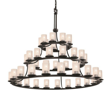 Fusion Dakota 45 Light Oversized 3 Tier Ring Chandelier by Justice Design - FSN-8714-10-SEED-MBLK
