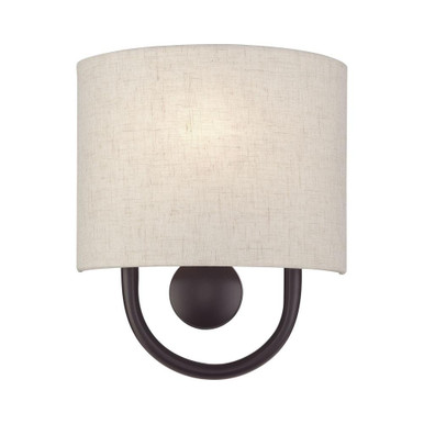 Stratton 1 Light Oatmeal Shade Wall Sconce 10.5 Inch Tall by Livex - 60271