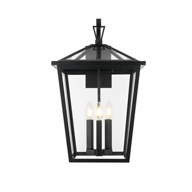 Oxford 3 Light Outdoor Wall Sconce 23 Inch Tall and 14 Inch Wide by Elegant - OD334W23BK
