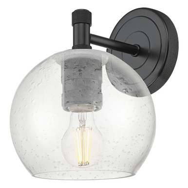Crown Point 1 Light Wall Sconce 5.88 Inch Wide X 8.25 Inch Tall by Innovations - 434-1W-BK-G124-6