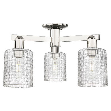 Cobbleskill 3 Light Basketweave Semi Flush Mount 10.88 Inch by Innovations - 716-3F-PN-G112C-5CL