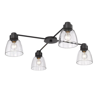 Remy 4 Light 35.88 Inch Wide Flush Mount by Golden - 0314-4FM BLK-CLR