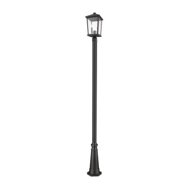 Beacon 2 Light Outdoor Post Mount Lantern 14.25 x 91.25 Inch by Z-Lite - 568PHBR-519P-BK