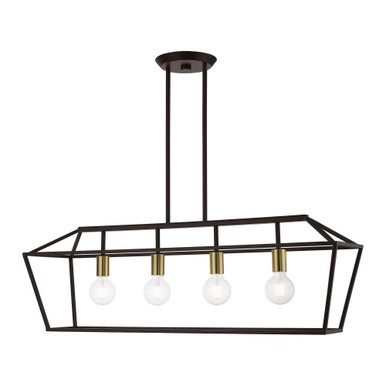 Devone 4 Light Caged Linear Chandelier by Livex - 49437