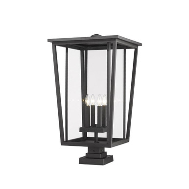 Seoul 4 Light Outdoor Pier Mount In Craftsman Style 32 x 18 In by Z-Lite - 571PHXXLS-SQPM-BK
