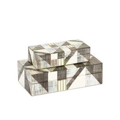 Modernist Bone and Horn 10.5 Inch Box (Set of 2) by Currey Company - 1200-0370