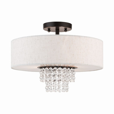 Carlisle 3 Light 11.25 Inch Tall Semi Flush Mount by Livex - 51096-92