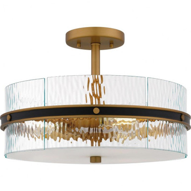 Reagan 3 Light Semi Flush Mount 10.75 Inch Tall and 16 Inch Wide by Quoizel - REA1716MBK