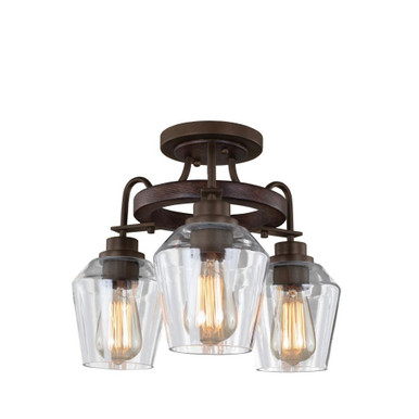 Allegheny 3 Light 16 Inch Wide Semi Flush Mount by Kalco - 508740BS