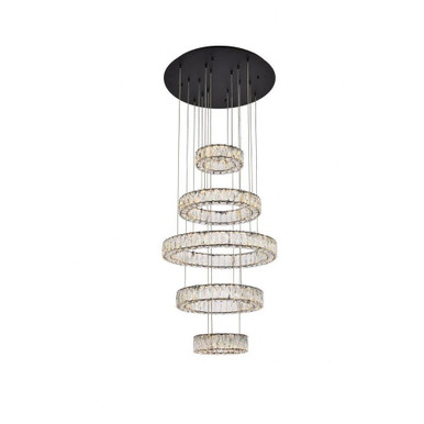 Monroe 5 LED Light Medium Round Chandelier by Elegant - 3503G5LBK