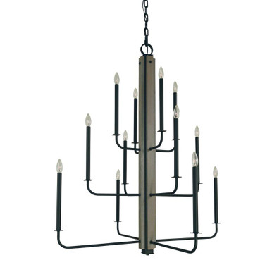 Loft 12 Light Oversized Foyer Chandelier by Framburg - 5412 Mblack