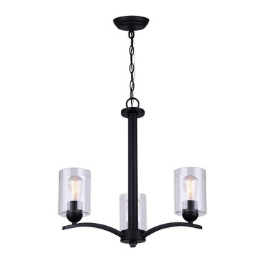 Hampton 3 Light Small Chandelier by Canarm - ICH370A03BK-CL