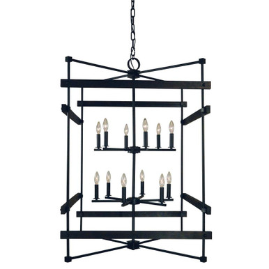 Rustic Chic 12 Light Large Chandelier by Framburg - 5278 MBLACK
