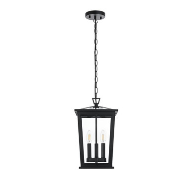 Cayman 3 Light Outdoor Pendant 16 Inch Tall and 9.5 Inch Wide by Elegant - OD332H16BK