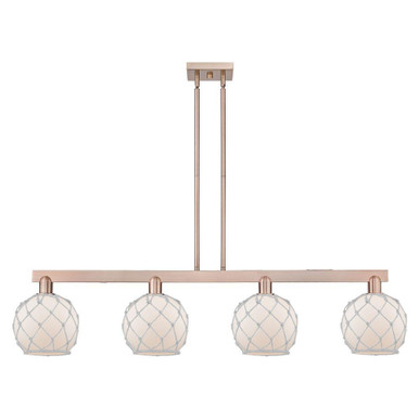 Farmhouse Rope 4 Light Stem Hung Island 10.88 X 50.75 Inch by Innovations - 716-4I-G12-8R