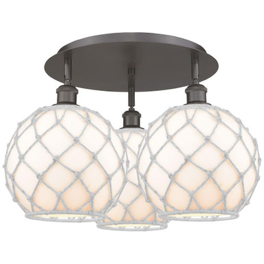 Farmhouse Rope 3 Light Flush Mount 14 Inch X 21.75 Inch by Innovations - 516-3C-G12-10R