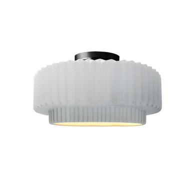 Radiance 1 Light Pleated Tier Semi Flush Mount 7 X 12 by Justice Design - CER-6370