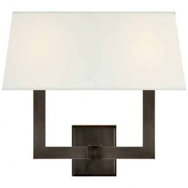Square Tube 2 Light Linen Shade Wall Sconce by Visual Comfort Signature - SL2820-L2