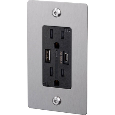 1G USB A+C Linear Duplex Outlet without Logo 4.75 Inch Tall by Buster Punch - NSC-1G-USB-DO