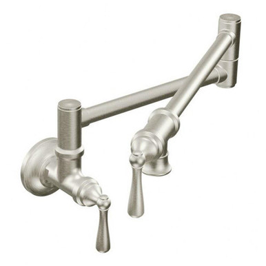 Traditional Pot Filler Two Handle Kitchen Faucet Multiple Finishes by Moen - S664
