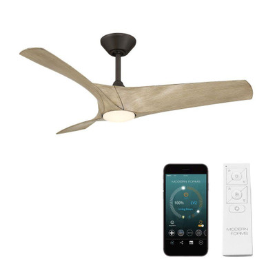 Zephyr 3 Blade Ceiling Fan with Light Kit 52 Inch Wide by Modern Forms - FR-W2006-52L-BZ/WO