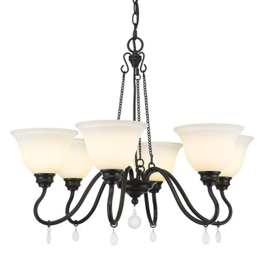 Donya 6 Light Chandelier 23.5 Inch Tall and 28.13 Inch Wide by Golden - 3715-6 BLK-OP