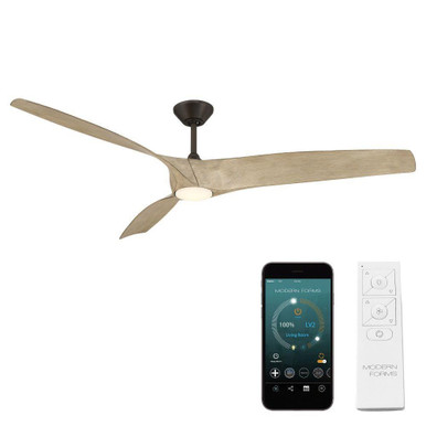 Zephyr 3 Blade Ceiling Fan with Light Kit 72 Inch Wide by Modern Forms - FR-W2006-72L-BZ/WO
