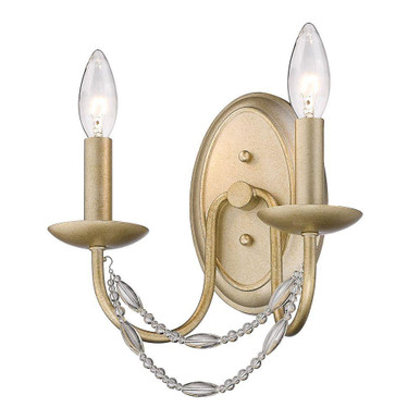 Mirabella 2 Light Wall Sconce 10.5 Inch Tall and 10.25 Inch Wide by Golden - 7644-2W GA