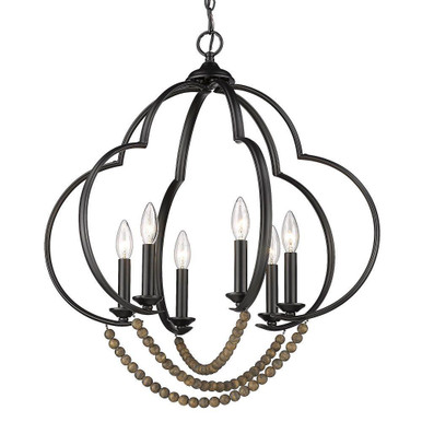 Flori 6 Light Pendant 27.25 Inch Tall and 24.25 Inch Wide by Golden - 8320-6P BLK-EWB