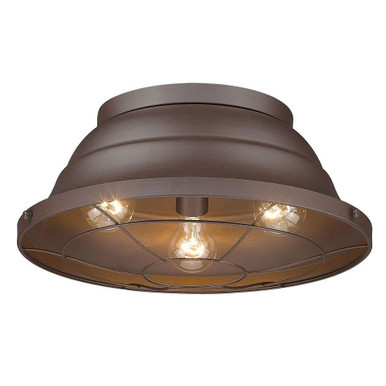 Bartlett 3 Light Outdoor Flush Mount 7.75 Inch X 16.38 Inch Wide by Golden - 7316-OFM TBZ