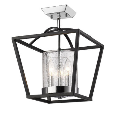 Mercer 3 Light Semi Flush Mount 12 Inch Tall and 11.75 Inch Wide by Golden - 4309-SF BLK-SD