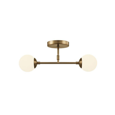 Fusion Noho 2 Light Semi Flush Mount 16.5 Inch Wide by Justice Design - FSN-9019-ETCH-BRSS