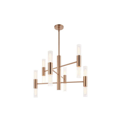Fusion Rimini 12 Light Chandelier 22.25 X 28 Inch Wide by Justice Design - FSN-8354-CLFT-BRSS