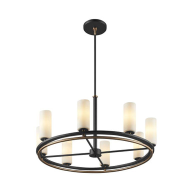 Fusion Tilburg 8 Light Chandelier 18 X 32.5 Inch Wide by Justice Design - FSN-7004-OPAL-MBBR